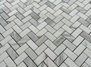 Calacatta Amber Honed Marble Herringbone Mosaic Tile
