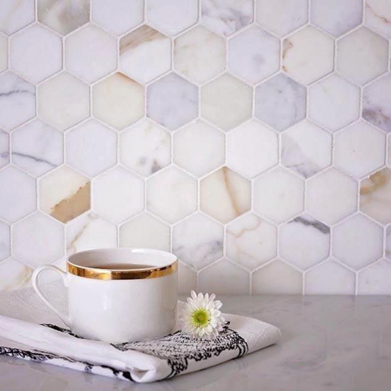 Calacatta Gold Marble Hexagon Mosaic Tile