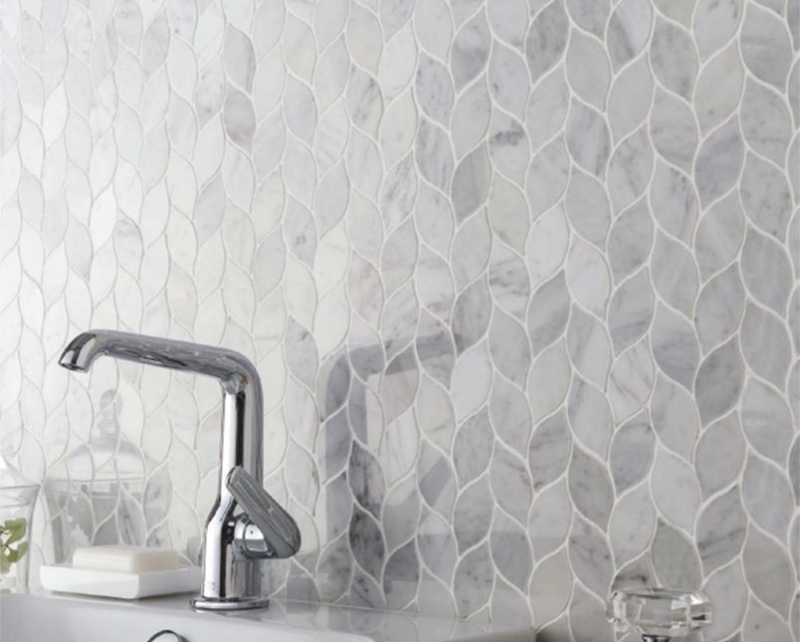 Carrara Whiet Marble Leaf Mosaic Tile 2