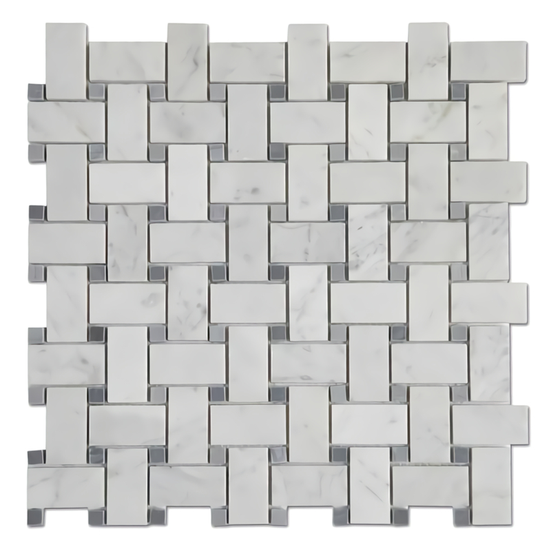 Carrara White Marble Basketweave Mosaic Tile 3 Carrara White Marble Basketweave Mosaic Tile 3