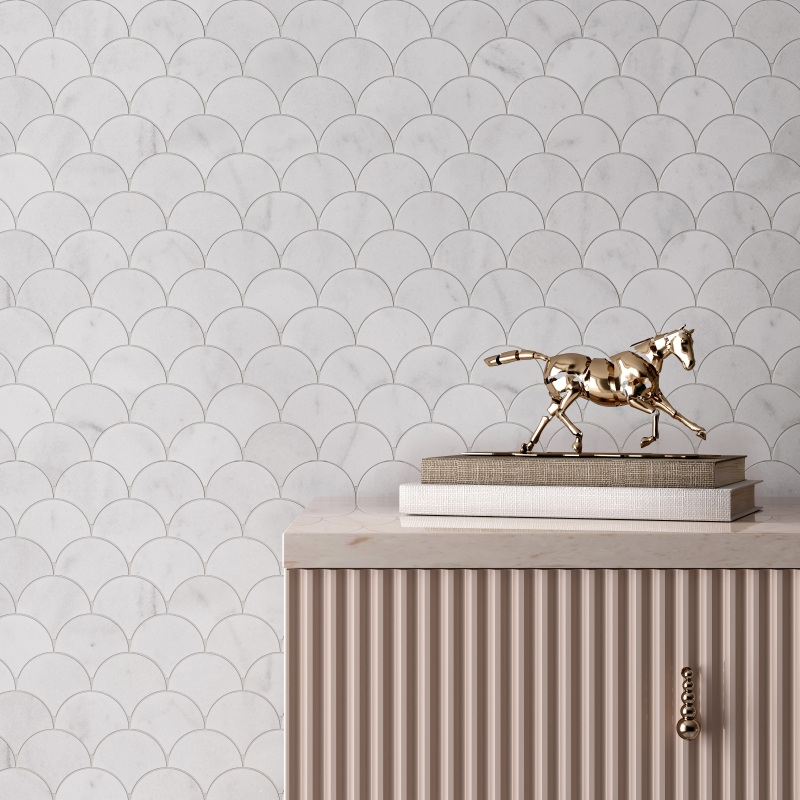 Carrara White Marble Fan Mosaic Tile Carrara White Marble Fan Mosaic Tile