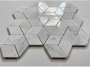 Carrara White Marble Rhombus Mosaic Tile 2 Carrara White Marble Rhombus Mosaic Tile 2