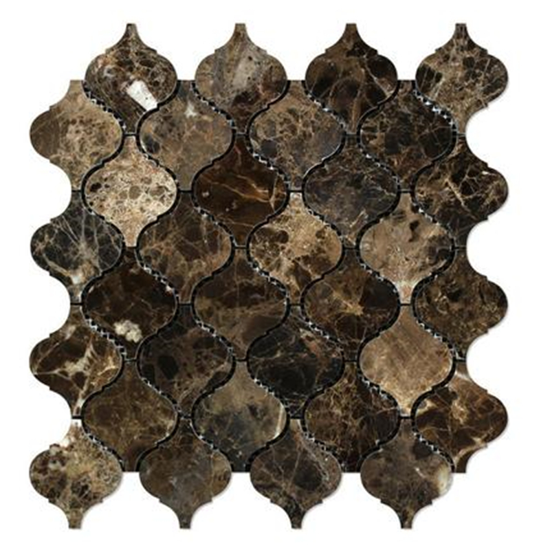 Dark Emperador Marble Arabesque Mosaic Tile 2