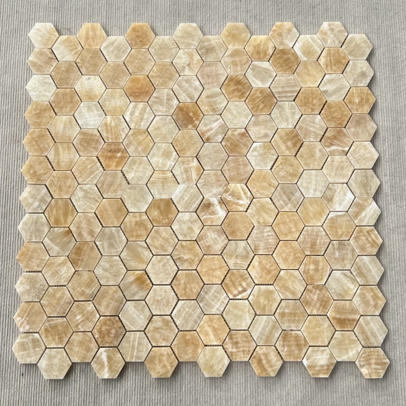 Honey Onxy Hexagon Mosaic Tile 3 Honey Onxy Hexagon Mosaic Tile 3