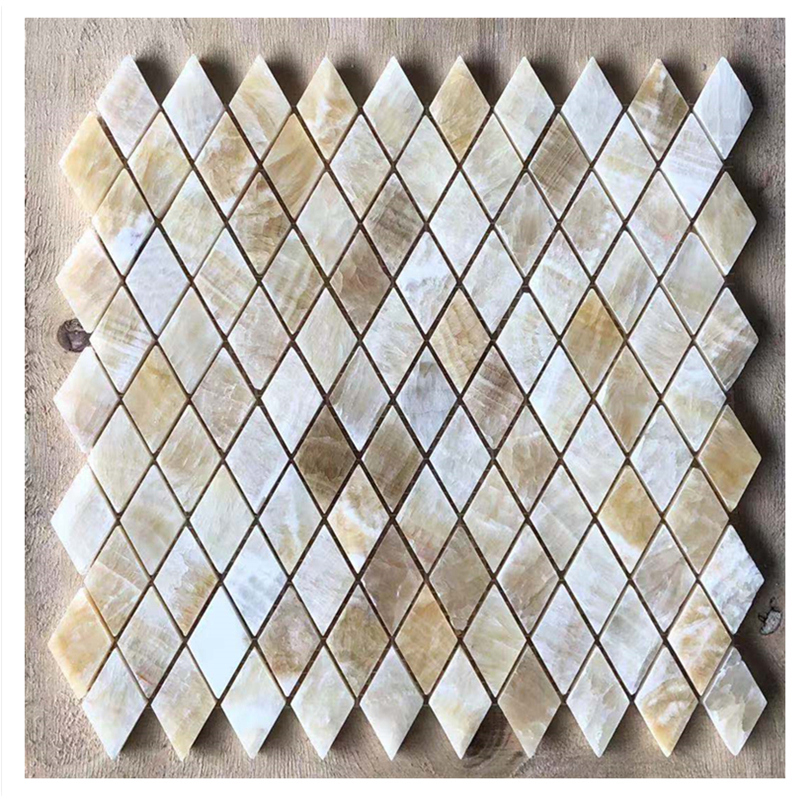 Honey Onyx Marble Diamond Mosaic Tile 1