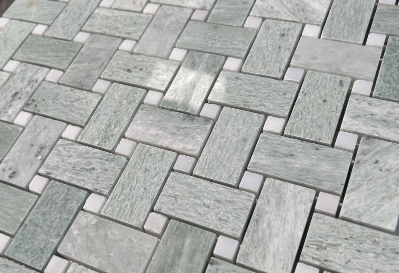 Ming Green Marble Basketweave Mosaic Tile 3 Ming Green Marble Basketweave Mosaic Tile 3