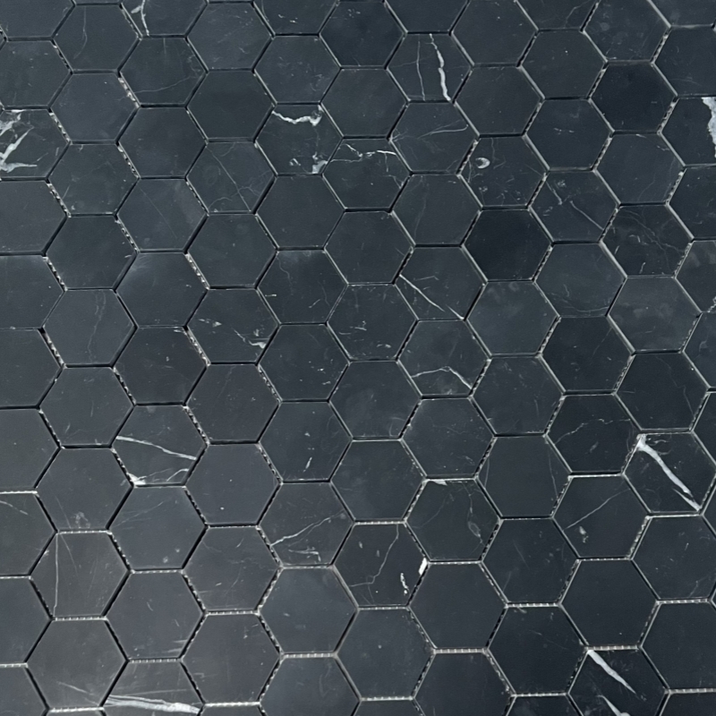 Nero Marquina Marble Hexagon Mosaic Tile 2 Nero Marquina Marble Hexagon Mosaic Tile 2