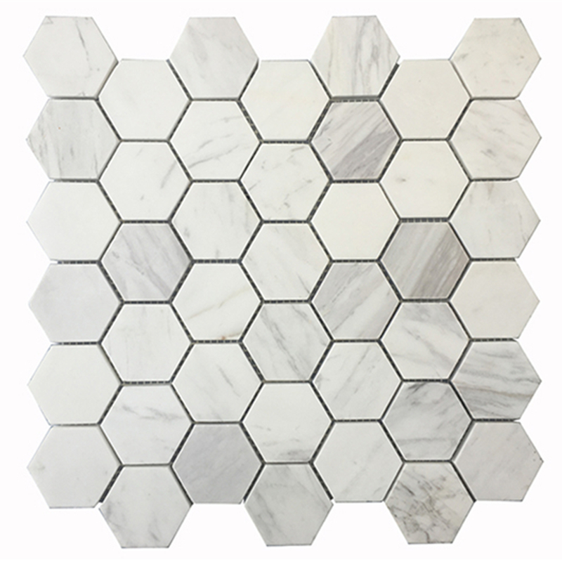 Oriental White Marble 2x2 Hexagonal Mosaic Tile Oriental White Marble 2x2 Hexagonal Mosaic Tile
