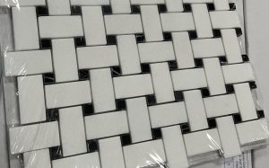 Thassos White Marble Basketweave Mosaic Tile 1 Thassos White Marble Basketweave Mosaic Tile 1
