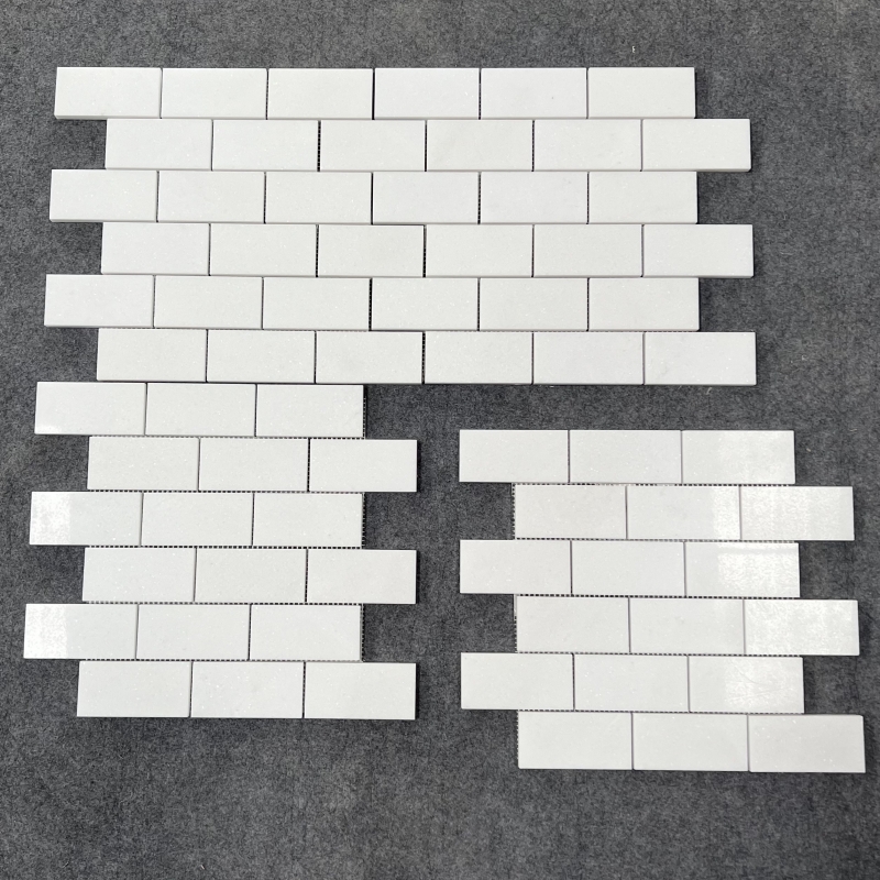 Thassos White Marble Brick Mosaic Tile 3