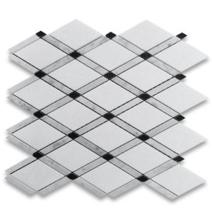 Thassos White Marble Lattice Mosaic Tile Thassos White Marble Lattice Mosaic Tile