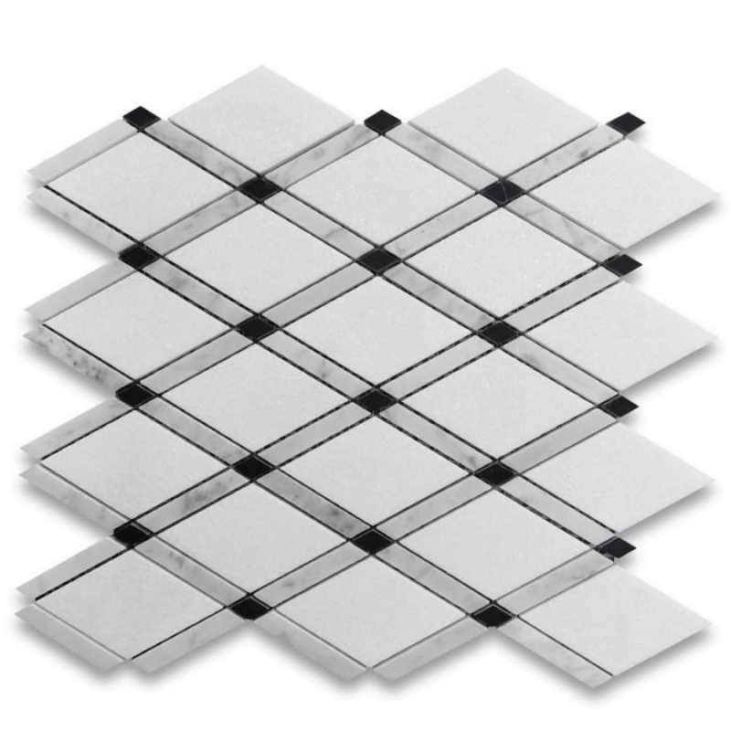 Thassos White Marble Lattice Mosaic Tile 2 Thassos White Marble Lattice Mosaic Tile 2