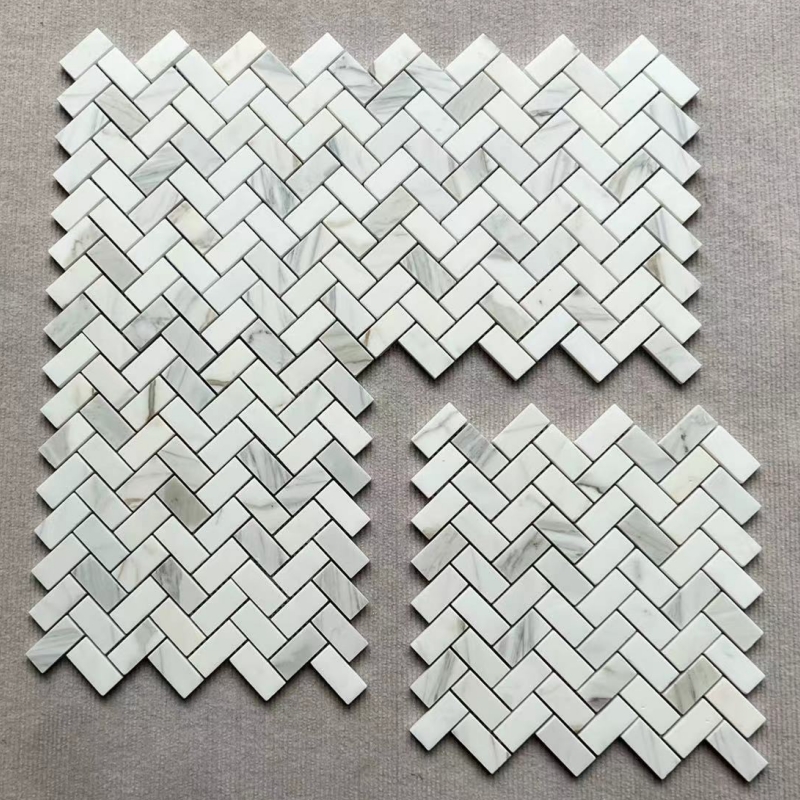 Calacatta Gold Marble 1X2 Herringbone Mosaic Tile Calacatta Gold Marble 1X2 Herringbone Mosaic Tile