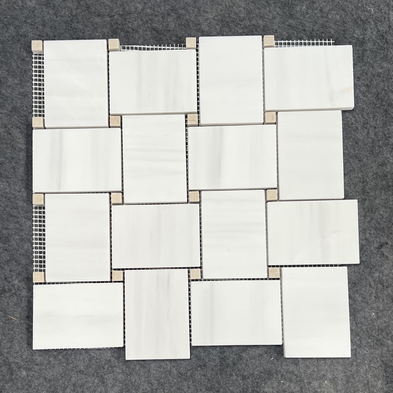 Oriental White Marble Basketweave Mosaic Tile 1 Oriental White Marble Basketweave Mosaic Tile 1