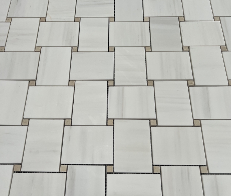 Oriental White Marble Basketweave Mosaic Tile 4 Oriental White Marble Basketweave Mosaic Tile 4