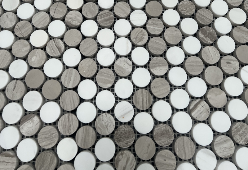 Thassos White Marble Penny Round Mosaic Tile 3 Thassos White Marble Penny Round Mosaic Tile 3