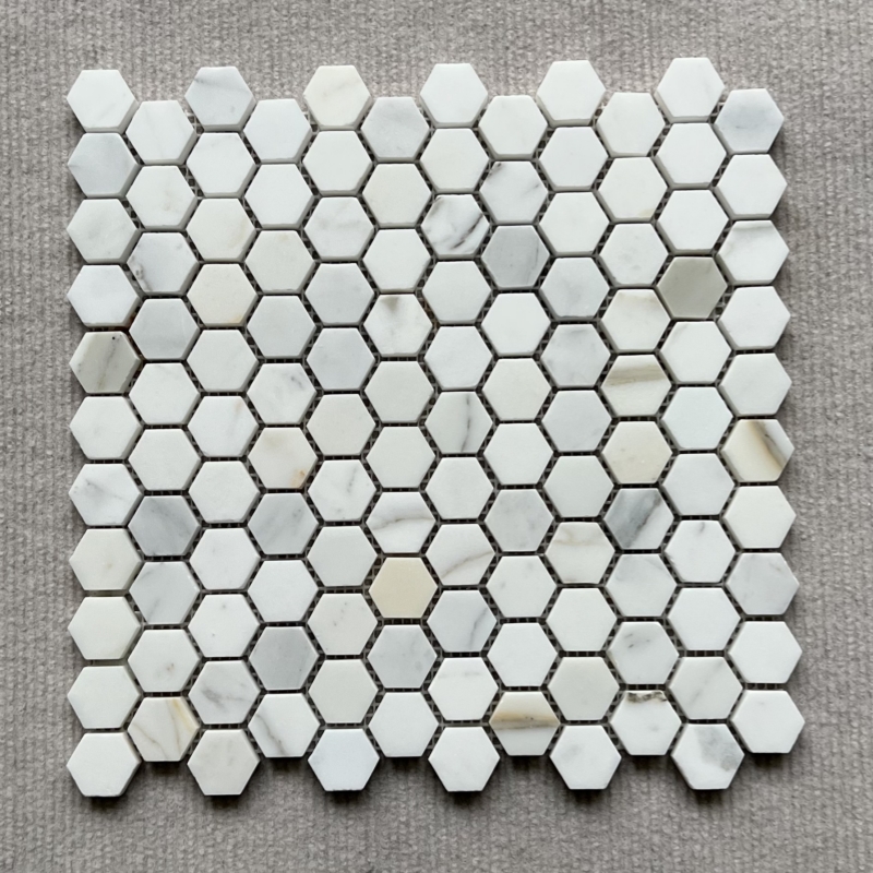 Calacatta Gold Marble 1X1 Hexagon Mosaic Tile 1 Calacatta Gold Marble 1X1 Hexagon Mosaic Tile 1