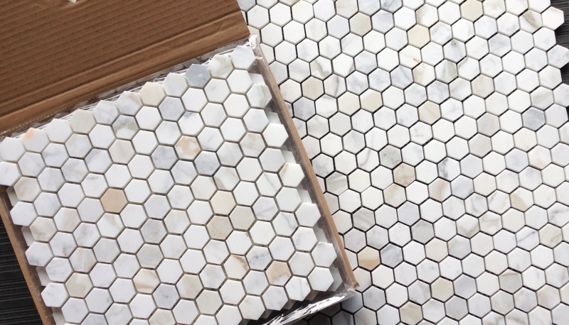Calacatta Gold Marble 1X1 Hexagon Mosaic Tile 5 Calacatta Gold Marble 1X1 Hexagon Mosaic Tile 5