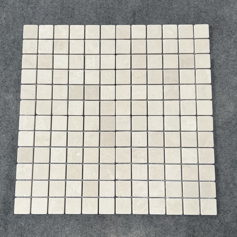Crema Marfil Marble 2X2 Square Mosaic Tile Tumbled 3