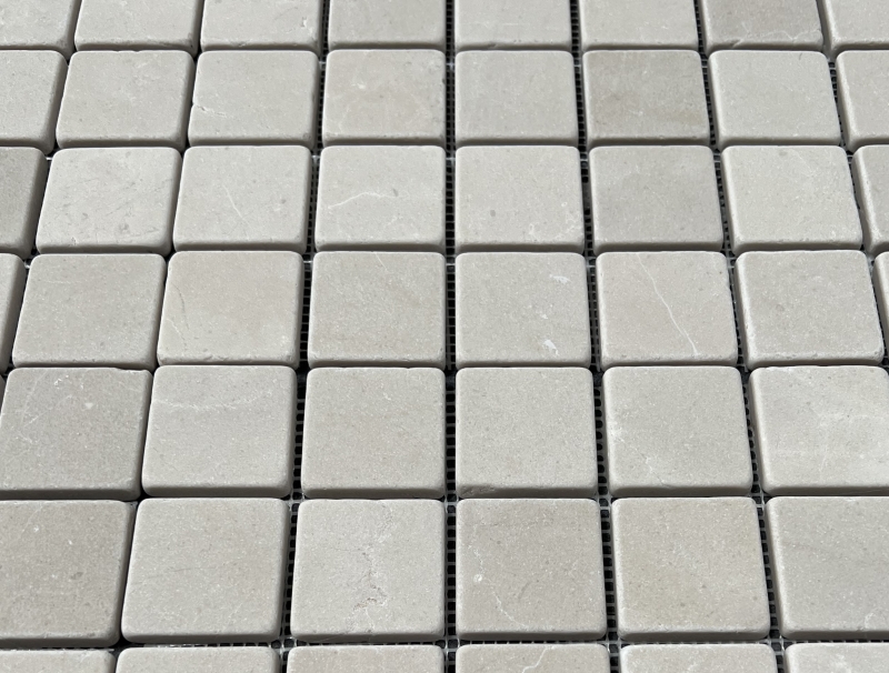 Crema Marfil Marble 2X2 Square Mosaic Tile Tumbled4