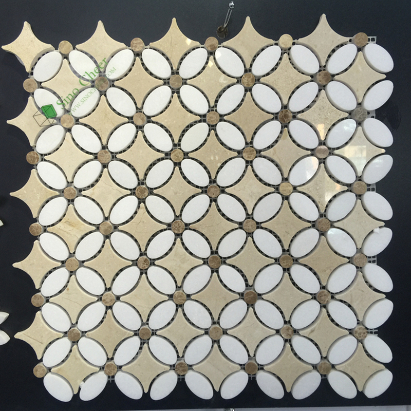 Crema Marfil Marble Flower Pattern Mosaic Tile 1 Crema Marfil Marble Flower Pattern Mosaic Tile 1