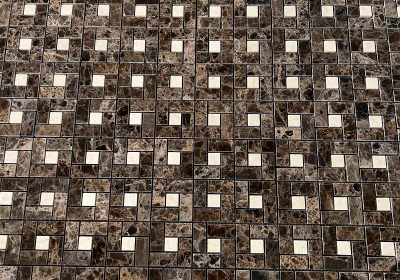Dark Emperador Marble Pinwheel Mosaic Tile 4 Dark Emperador Marble Pinwheel Mosaic Tile 4
