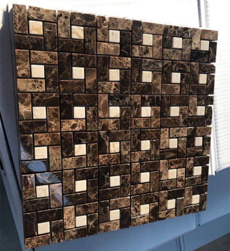Dark Emperador Marble Pinwheel Mosaic Tile 5 Dark Emperador Marble Pinwheel Mosaic Tile 5