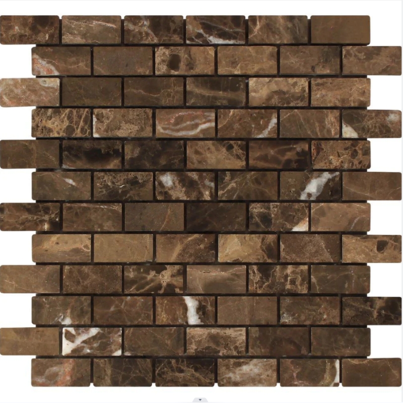 Emperador Dark Marble 1x2 Brick Mosaic Tile Emperador Dark Marble 1x2 Brick Mosaic Tile