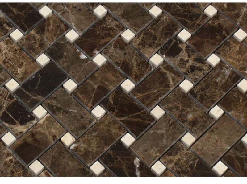 Emperador Dark Marble Basketweave Mosaic Tile 1 Emperador Dark Marble Basketweave Mosaic Tile 1