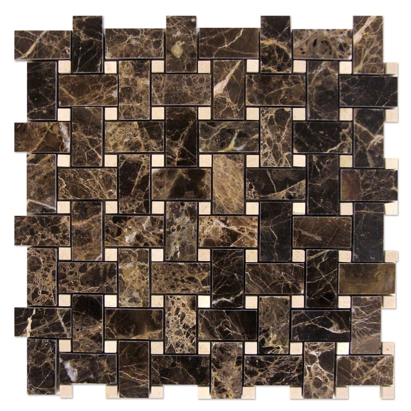 Emperador Dark Marble Basketweave Mosaic Tile Emperador Dark Marble Basketweave Mosaic Tile