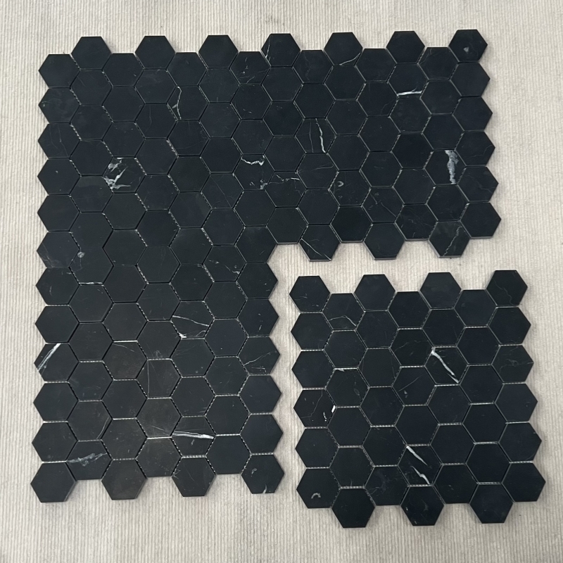Nero Marquina Marble 2x2 Hexagon Mosaic Tile 3 Nero Marquina Marble 2x2 Hexagon Mosaic Tile 3