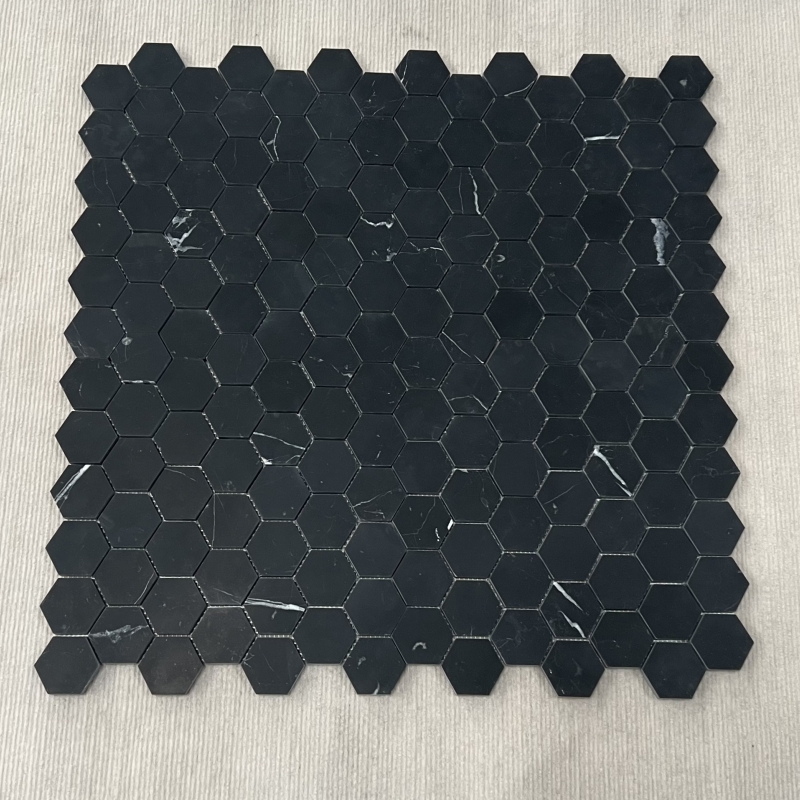 Nero Marquina Marble 2x2 Hexagon Mosaic Tile 4 Nero Marquina Marble 2x2 Hexagon Mosaic Tile 4