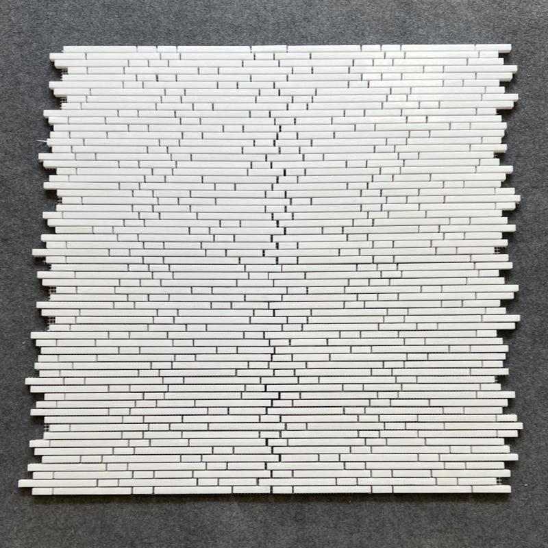 Thassos White Marble Linear Mosaic Tile 3 Thassos White Marble Linear Mosaic Tile 3