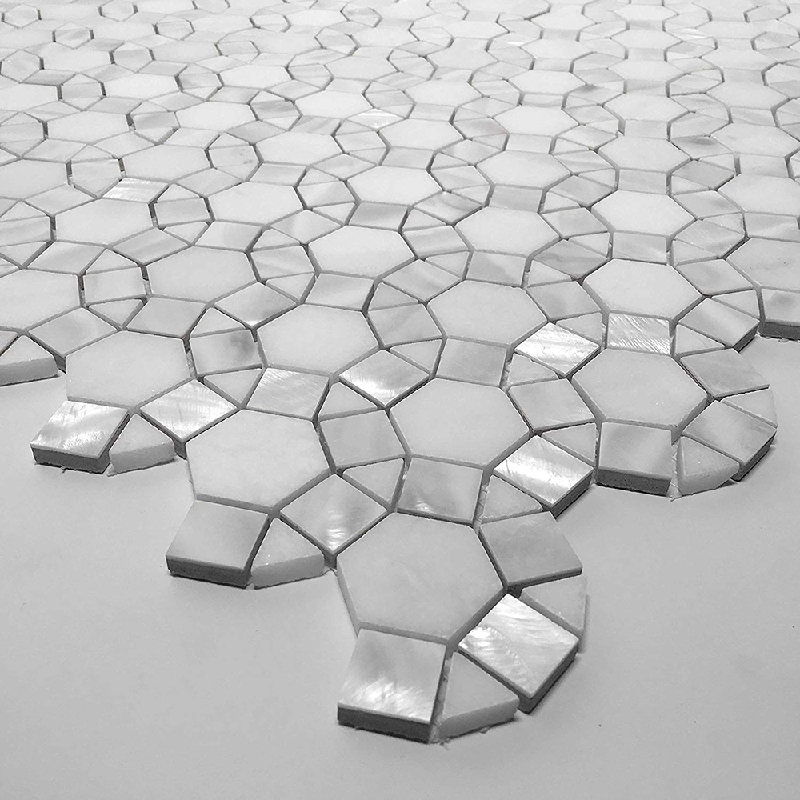 Thassos White Marble Sea Shell Mosaic Tile Thassos White Marble Sea Shell Mosaic Tile