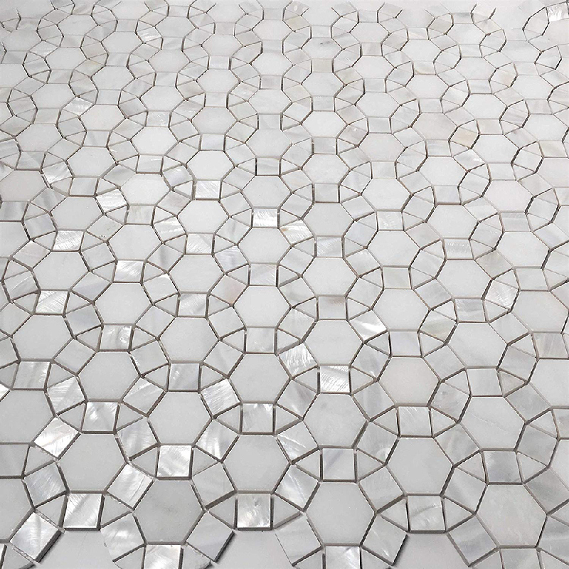 Thassos White Marble Sea Shell Mosaic Tile Thassos White Marble Sea Shell Mosaic Tile