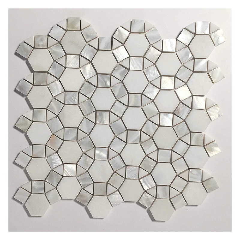 Thassos White Marble Sea Shell Mosaic Tile Thassos White Marble Sea Shell Mosaic Tile