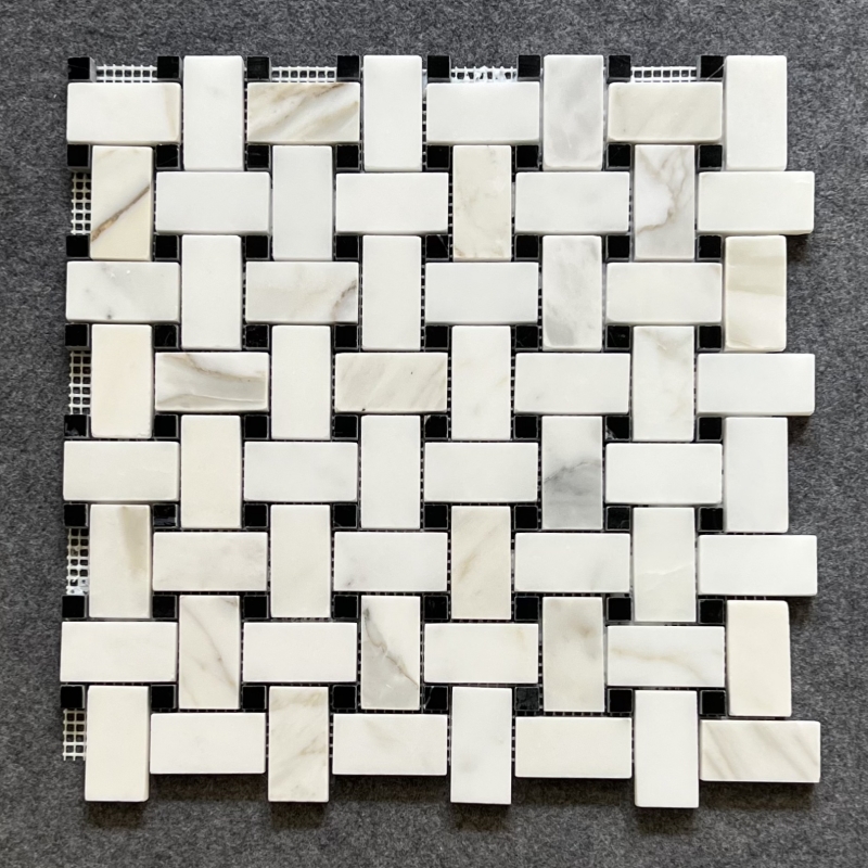 Calacatta Gold Marble 1x2 Basketweave Mosaic Tile 1 Calacatta Gold Marble 1x2 Basketweave Mosaic Tile 1