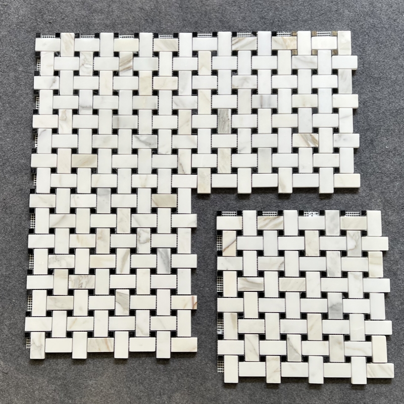 Calacatta Gold Marble 1x2 Basketweave Mosaic Tile 2 Calacatta Gold Marble 1x2 Basketweave Mosaic Tile 2
