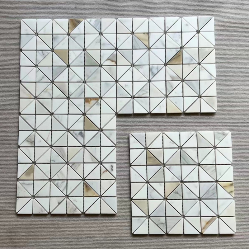 Calacatta Gold Marble Triangle Mosaic Tile 3 1 Calacatta Gold Marble Triangle Mosaic Tile 3 1