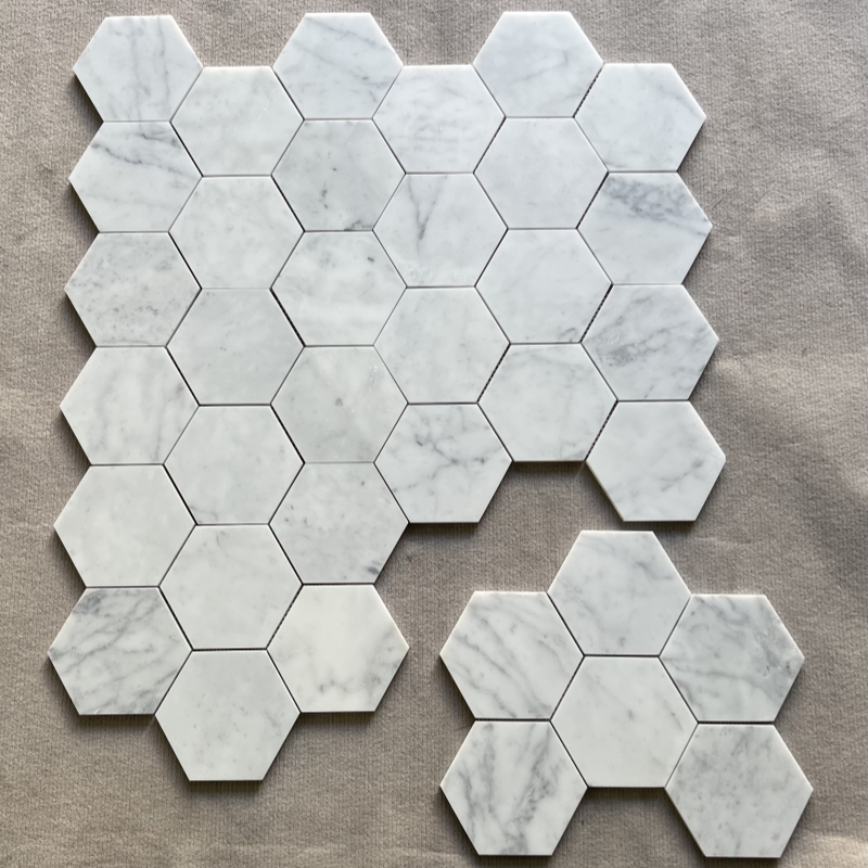 Carrara White Marble 5x5 Hexagon Mosaic Tile 2 Carrara White Marble 5x5 Hexagon Mosaic Tile 2