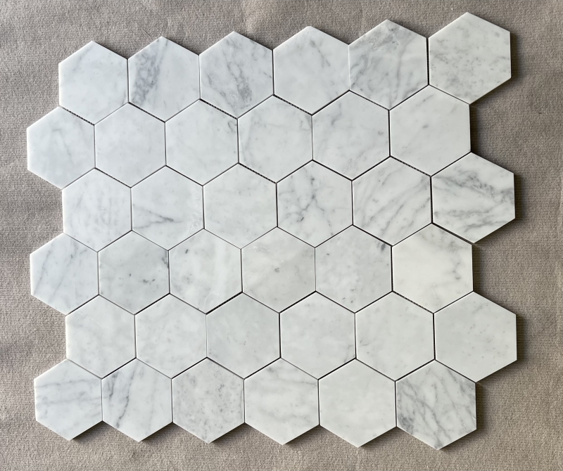 Carrara White Marble 5x5 Hexagon Mosaic Tile 3 Carrara White Marble 5x5 Hexagon Mosaic Tile 3