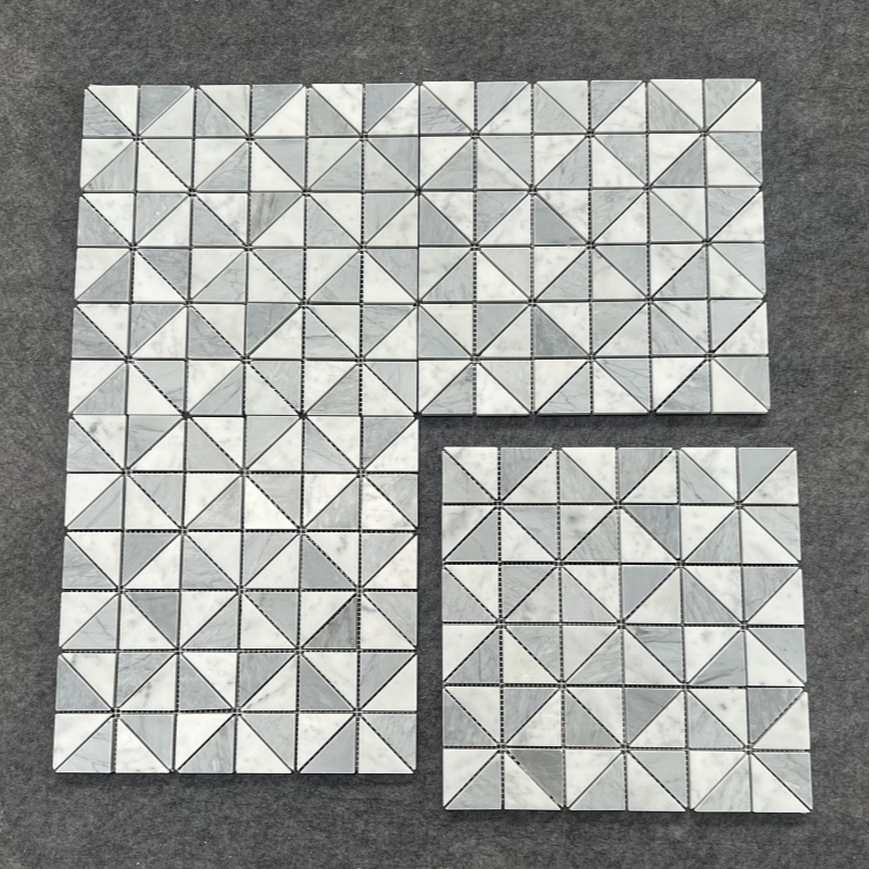 Carrara White Marble Triangle Mosaic Tile 3 Carrara White Marble Triangle Mosaic Tile 3