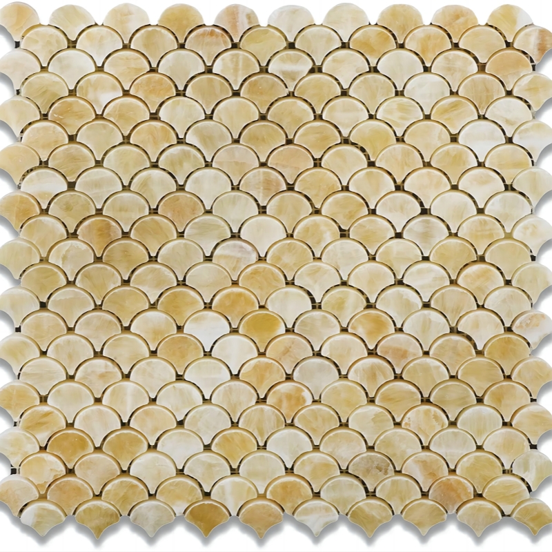 Honey Onyx Fish Scale Mosaic Tile 1 Honey Onyx Fish Scale Mosaic Tile 1