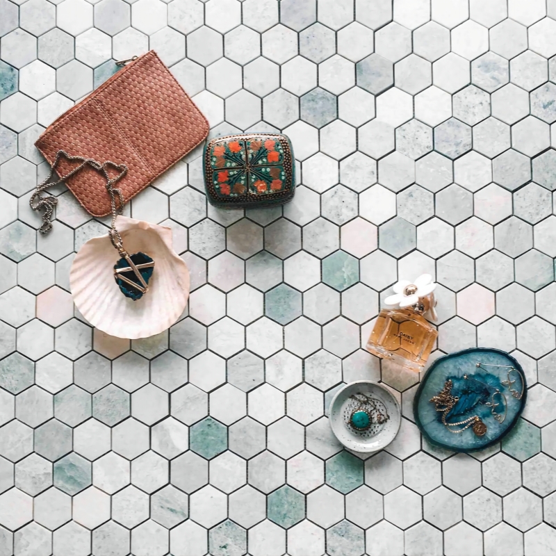 Ming Green Marble 1x1 Hexagon Mosaic Tile 3 Ming Green Marble 1x1 Hexagon Mosaic Tile 3