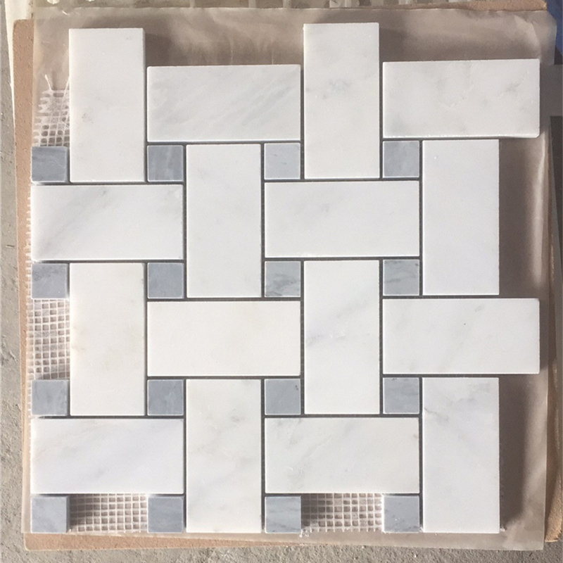 Oriental White Marble 2x4 Basketweave Mosaic Tile 2 Oriental White Marble 2x4 Basketweave Mosaic Tile 2
