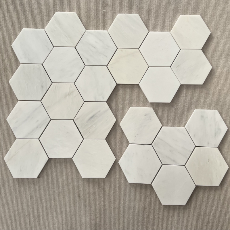 Oriental White Marble 5x5 Hexagon Mosaic Tile 3 Oriental White Marble 5x5 Hexagon Mosaic Tile 3