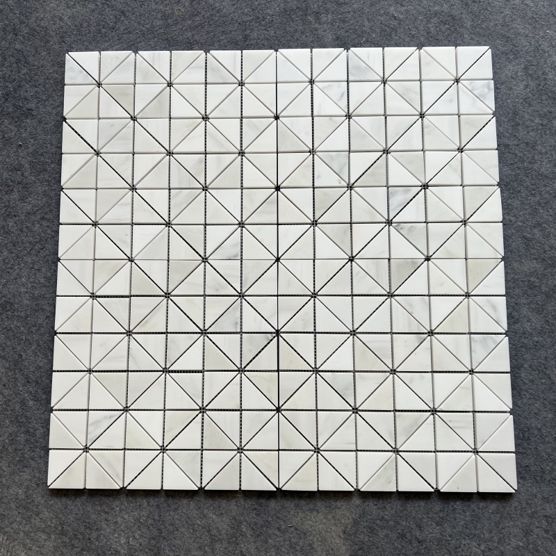 Oriental White Marble Triangle Mosaic Tile 2 Oriental White Marble Triangle Mosaic Tile 2