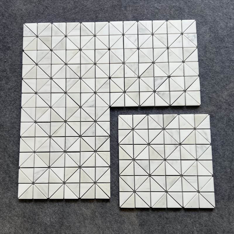Oriental White Marble Triangle Mosaic Tile 3 Oriental White Marble Triangle Mosaic Tile 3
