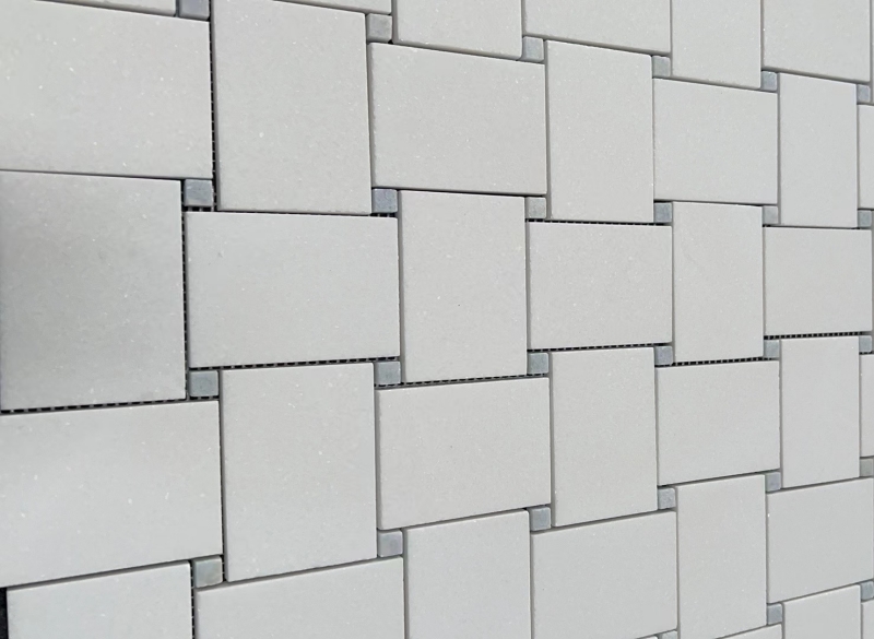 Thassos White Marble Big Basket Weave Mosaic Tile 4 Thassos White Marble Big Basket Weave Mosaic Tile 4