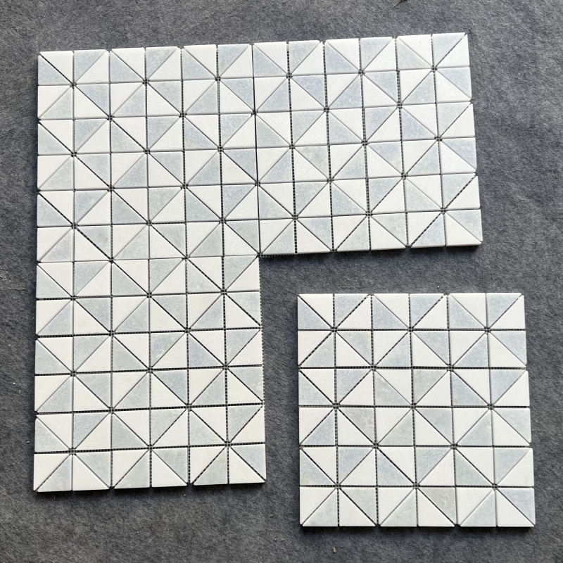 Thassos White Marble Triangle Mosaic Tile 3 1 Thassos White Marble Triangle Mosaic Tile 3 1